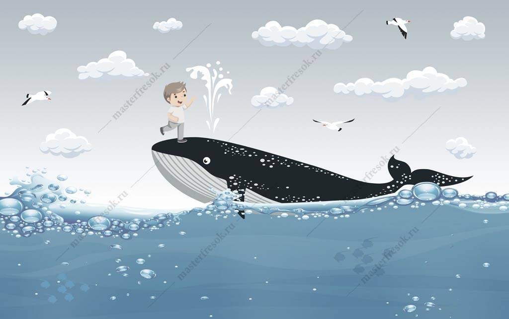 Фотообои Мальчик и кит